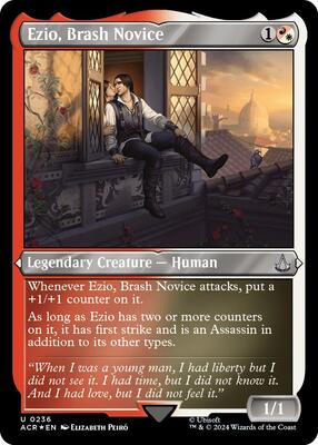 Ezio, Brash Novice (Foil Etched) card from Universes Beyond: Assassin's Creed