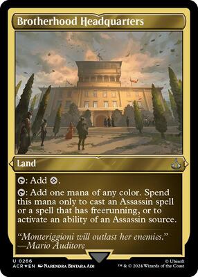 Brotherhood Headquarters (Foil Etched) card from Universes Beyond: Assassin's Creed
