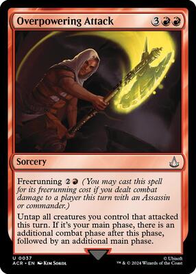 Overpowering Attack card from Universes Beyond: Assassin's Creed