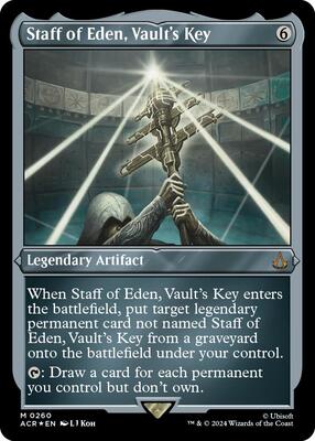 Staff of Eden, Vault's Key (Foil Etched) card from Universes Beyond: Assassin's Creed