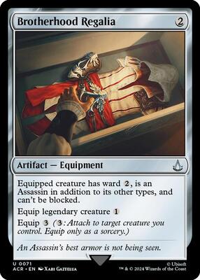 Brotherhood Regalia card from Universes Beyond: Assassin's Creed