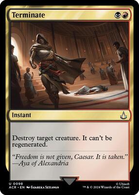Terminate card from Universes Beyond: Assassin's Creed