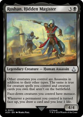 Roshan, Hidden Magister card from Universes Beyond: Assassin's Creed