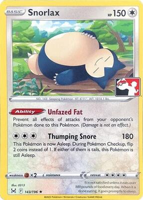 Snorlax - 143/196 card from Prize Pack Series Cards