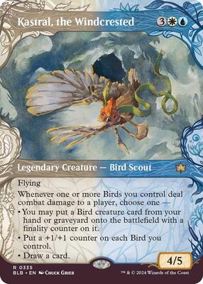 Kastral, the Windcrested (Showcase) card from Bloomburrow