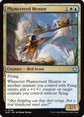 Plumecreed Mentor card from Bloomburrow