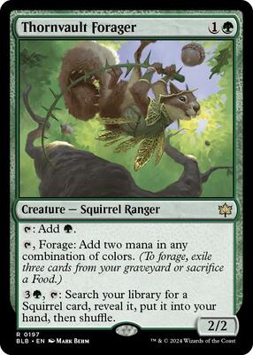 Thornvault Forager card from Bloomburrow