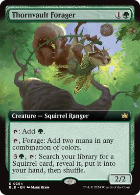 Thornvault Forager (Extended Art) card from Bloomburrow