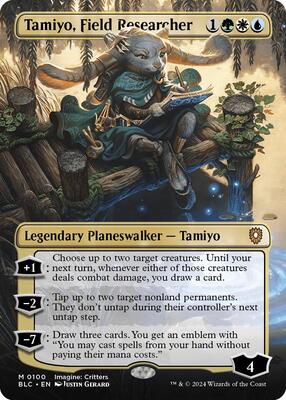 Tamiyo, Field Researcher (Borderless) card from Commander: Bloomburrow