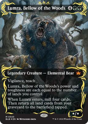 Lumra, Bellow of the Woods (Borderless) (Raised Foil) card from Bloomburrow