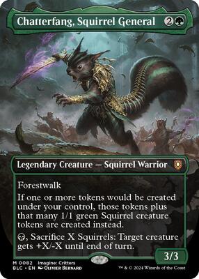 Chatterfang, Squirrel General (Borderless) card from Commander: Bloomburrow