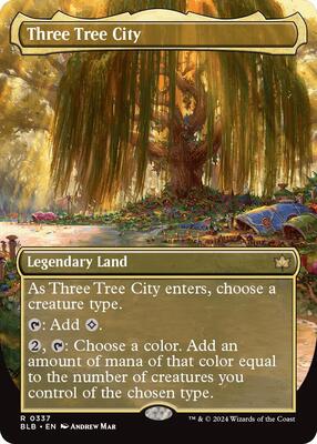 Three Tree City (Borderless) (0337) card from Bloomburrow