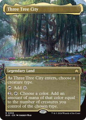 Three Tree City (Borderless) (0338) card from Bloomburrow