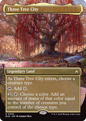 Three Tree City (Borderless) (0339) card from Bloomburrow