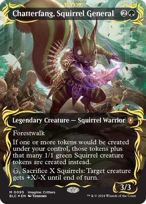 Chatterfang, Squirrel General (Borderless) (Raised Foil) card from Commander: Bloomburrow