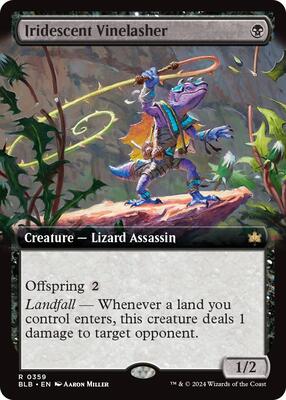 Iridescent Vinelasher (Extended Art) card from Bloomburrow