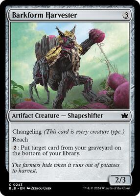 Barkform Harvester card from Bloomburrow