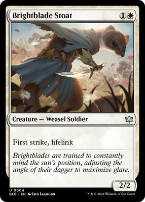 Brightblade Stoat card from Bloomburrow