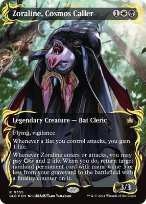 Zoraline, Cosmos Caller (Borderless) (Raised Foil) card from Bloomburrow