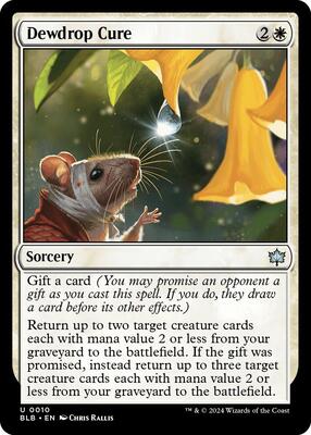 Dewdrop Cure card from Bloomburrow