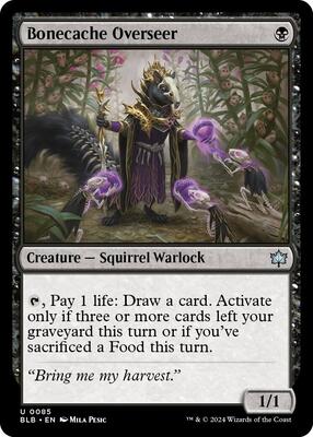 Bonecache Overseer card from Bloomburrow