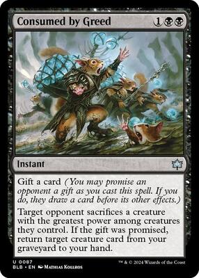 Consumed by Greed card from Bloomburrow