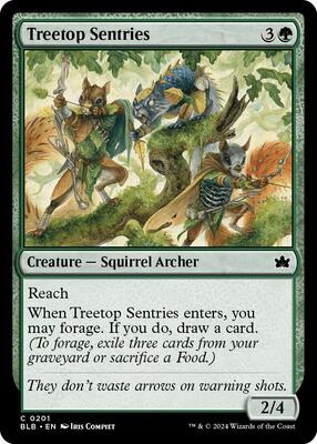 Treetop Sentries card from Bloomburrow