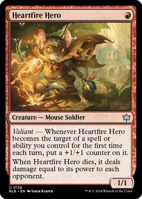 Heartfire Hero card from Bloomburrow