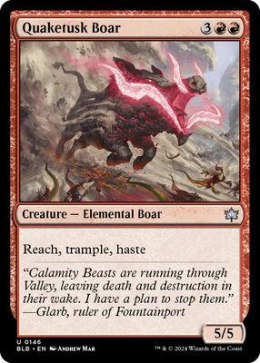 Quaketusk Boar card from Bloomburrow