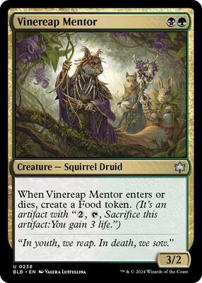Vinereap Mentor card from Bloomburrow
