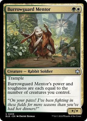 Burrowguard Mentor card from Bloomburrow
