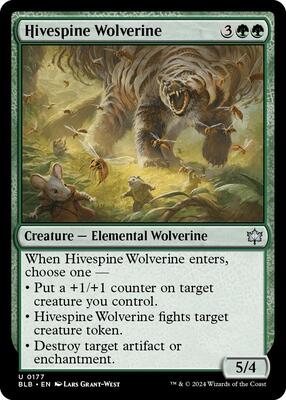 Hivespine Wolverine card from Bloomburrow