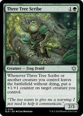Three Tree Scribe card from Bloomburrow