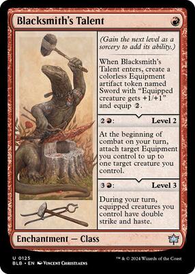 Blacksmith's Talent card from Bloomburrow