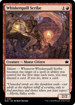 Whiskerquill Scribe card from Bloomburrow
