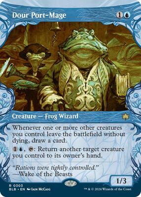 Dour Port-Mage (Showcase) card from Bloomburrow