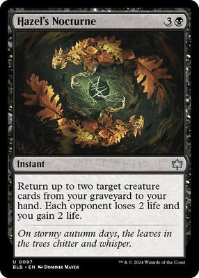Hazel's Nocturne card from Bloomburrow