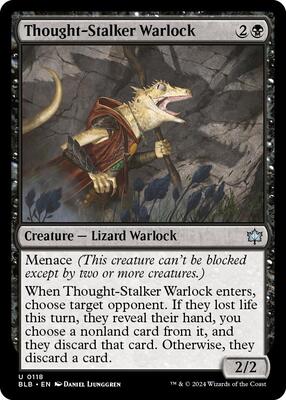 Thought-Stalker Warlock card from Bloomburrow