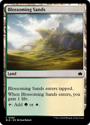 Blossoming Sands card from Bloomburrow