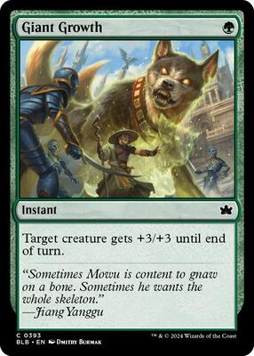 Giant Growth card from Bloomburrow