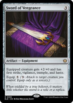 Sword of Vengeance card from Bloomburrow