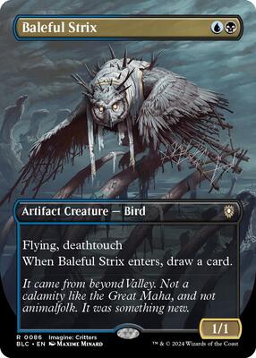 Baleful Strix (Borderless) card from Commander: Bloomburrow