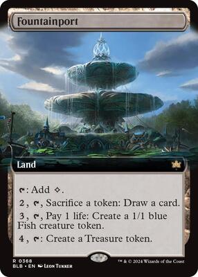 Fountainport (Extended Art) card from Bloomburrow