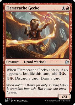 Flamecache Gecko card from Bloomburrow