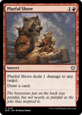 Playful Shove card from Bloomburrow