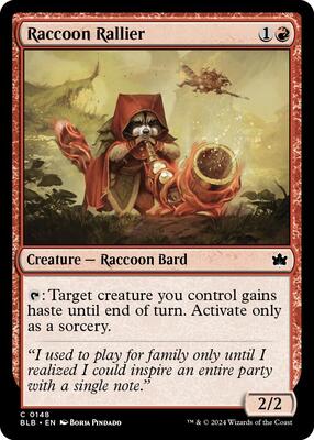 Raccoon Rallier card from Bloomburrow