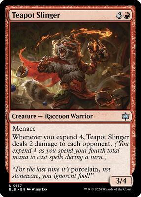 Teapot Slinger card from Bloomburrow