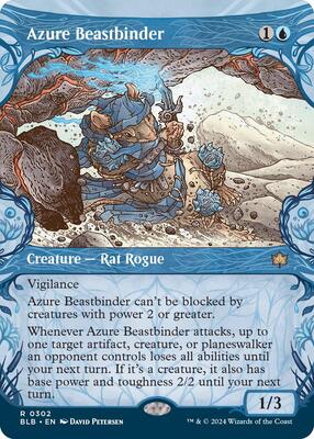 Azure Beastbinder (Showcase) card from Bloomburrow