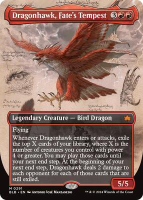 Dragonhawk, Fate's Tempest (Borderless) card from Bloomburrow