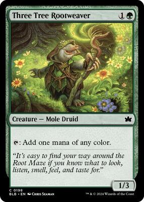 Three Tree Rootweaver card from Bloomburrow